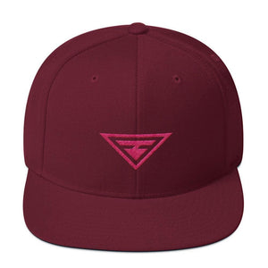 
            
                Load image into Gallery viewer, Hero Snapback Hat with Flat Brim Embroidered in Pink Thread - One-size / Maroon - Hats
            
        