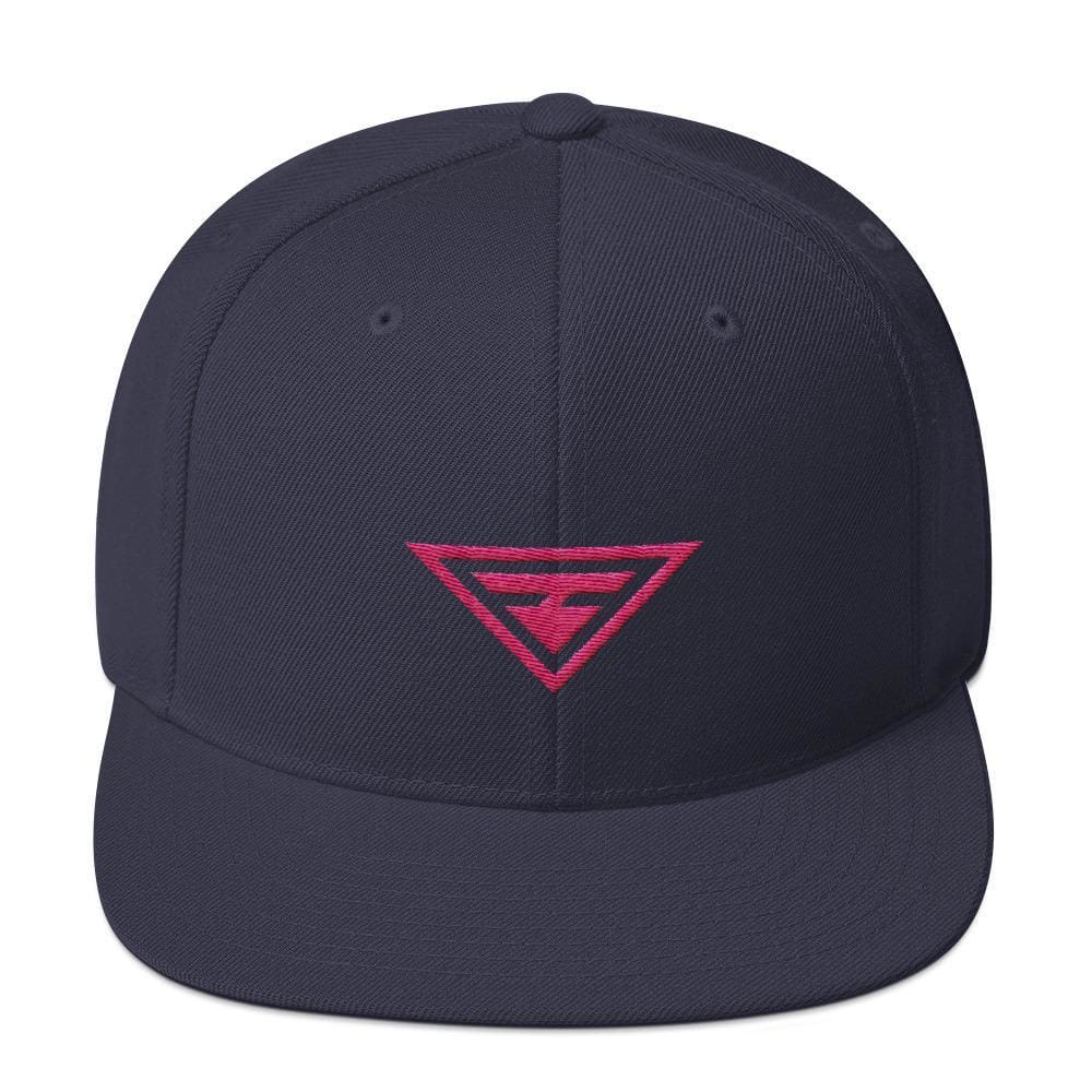 
            
                Load image into Gallery viewer, Hero Snapback Hat with Flat Brim Embroidered in Pink Thread - One-size / Navy - Hats
            
        