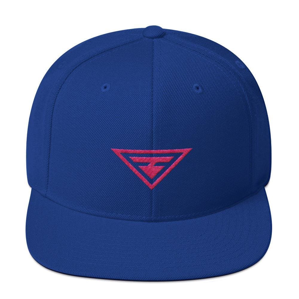 Hero Snapback Hat with Flat Brim Embroidered in Pink Thread - One-size / Royal Blue - Hats