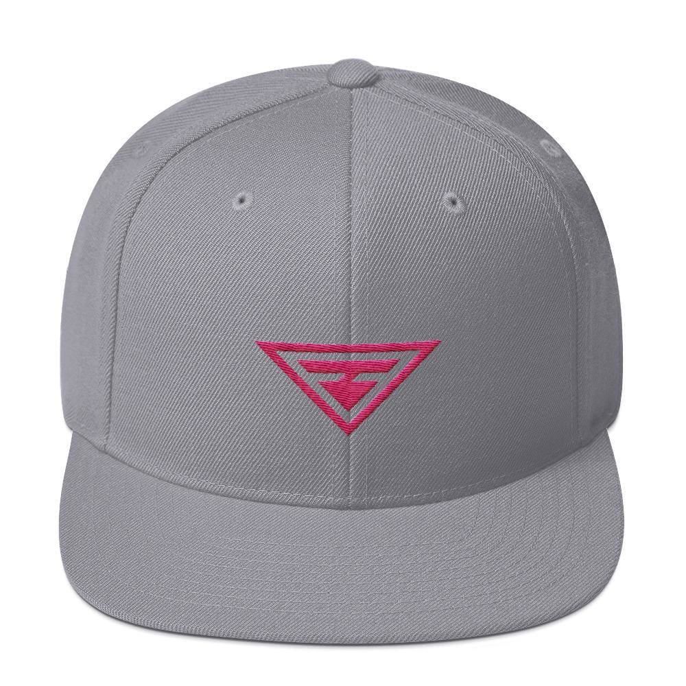 Hero Snapback Hat with Flat Brim Embroidered in Pink Thread - One-size / Silver - Hats