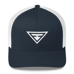 Hero Snapback Trucker Hat Embroidered in White Thread - One-size / Navy - Hats