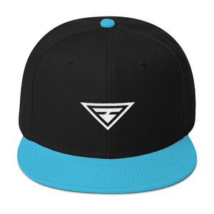 Hero Wool-Blend Flat Brim Snapback Hat - One-size / Aqua blue / Black / Black - Hats