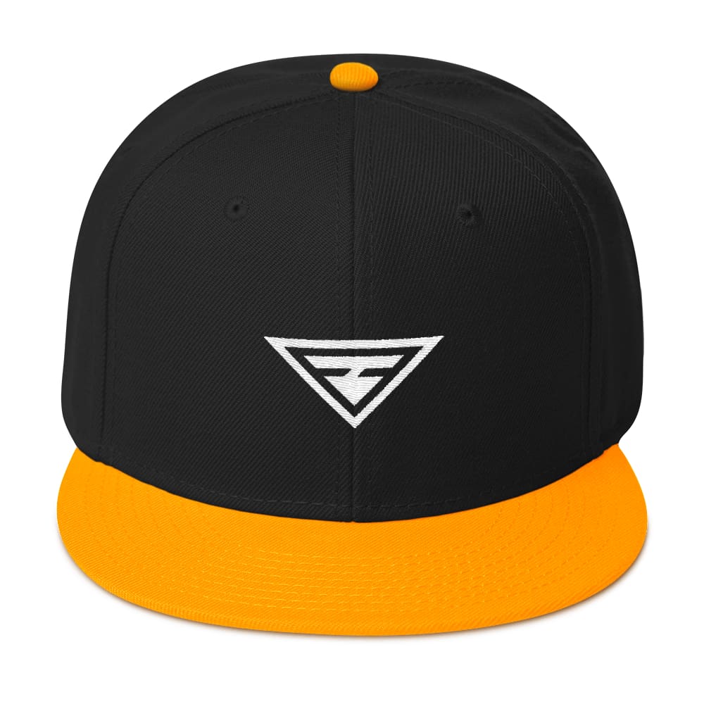 Hero Wool-Blend Flat Brim Snapback Hat - One-size / Gold / Black / Black - Hats