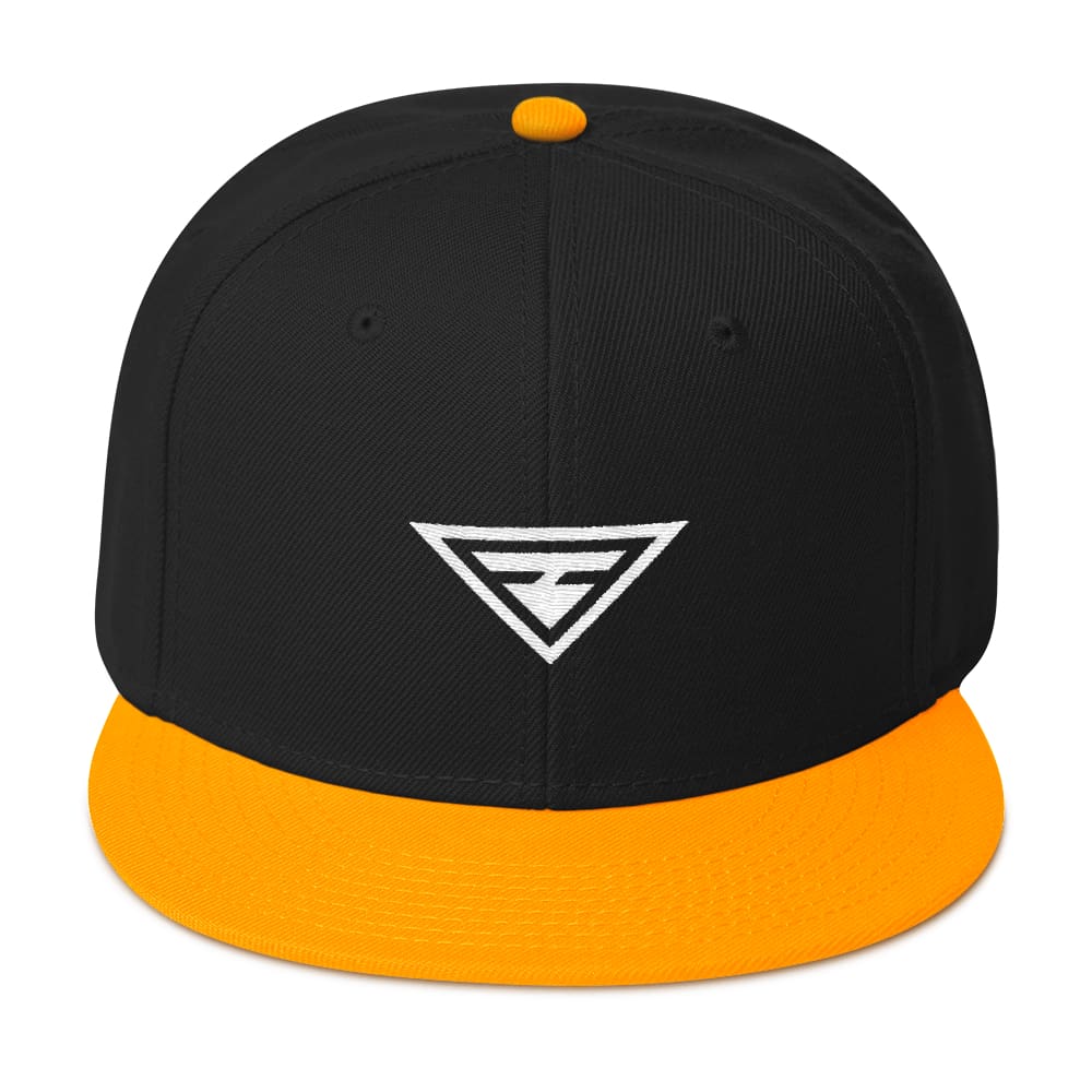 
            
                Load image into Gallery viewer, Hero Wool-Blend Flat Brim Snapback Hat - One-size / Gold / Black / Black - Hats
            
        