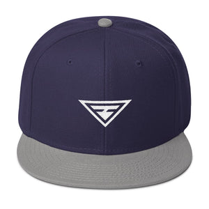 Hero Wool-Blend Flat Brim Snapback Hat - One-size / Gray / Navy blue / Navy blue - Hats
