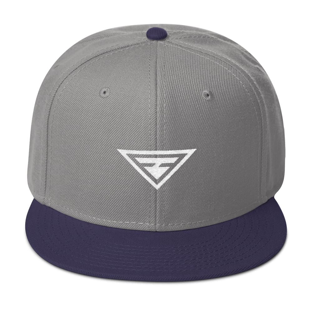 Hero Wool-Blend Flat Brim Snapback Hat - One-size / Navy blue / Gray / Gray - Hats