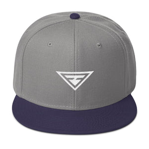 Hero Wool-Blend Flat Brim Snapback Hat - One-size / Navy blue / Gray / Gray - Hats