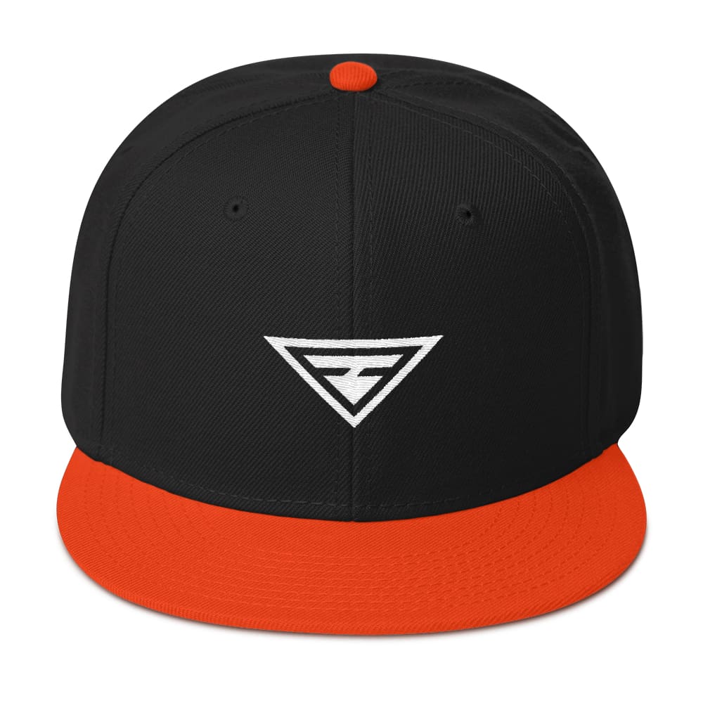 Hero Wool-Blend Flat Brim Snapback Hat - One-size / Orange / Black / Black - Hats