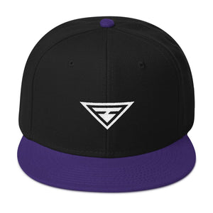 Hero Wool-Blend Flat Brim Snapback Hat - One-size / Purple / Black / Black - Hats