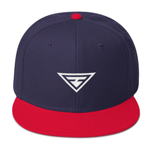 Hero Wool-Blend Flat Brim Snapback Hat - One-size / Red / Navy blue / Navy blue - Hats