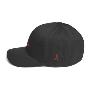 
            
                Load image into Gallery viewer, Hiv/aids Or Blood Cancer Awareness Twill Flexfit Fitted Hat With Red Ribbon And Warrior - Hats
            
        