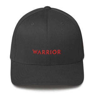 Hiv/aids Or Blood Cancer Awareness Twill Flexfit Fitted Hat With Red Ribbon And Warrior - S/m / Dark Grey - Hats