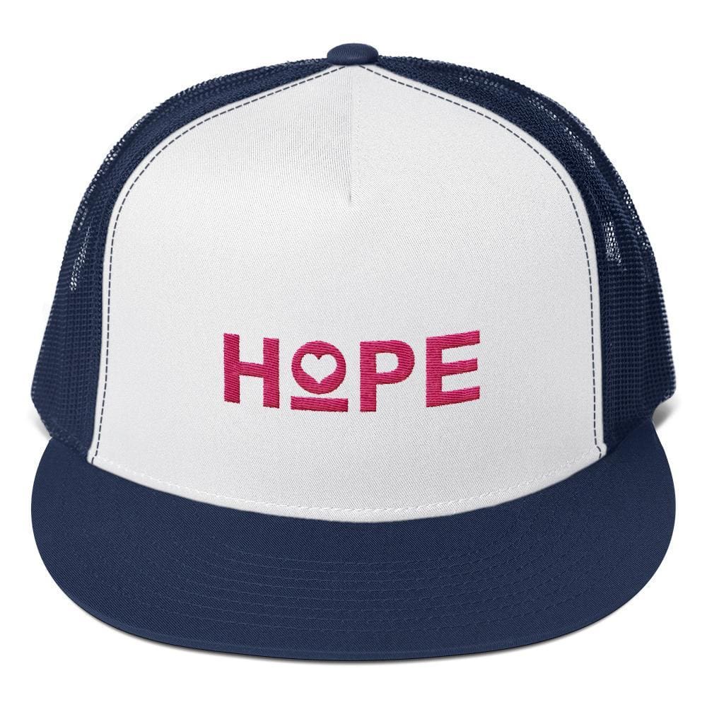 Hope Heart 5-Panel Snapback Trucker Hat - One-size / Navy - Hats