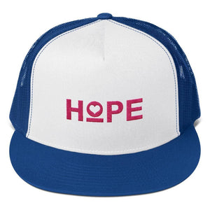 Hope Heart 5-Panel Snapback Trucker Hat - One-size / Royal blue - Hats