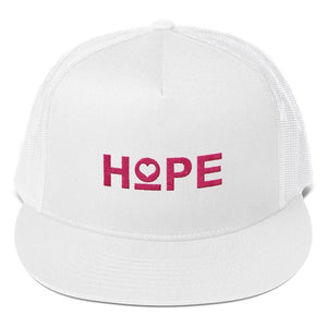 Hope Heart 5-Panel Snapback Trucker Hat - One-size / White - Hats