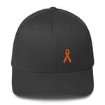Leukemia Awareness Twill Flexfit Fitted Hat with Orange Ribbon