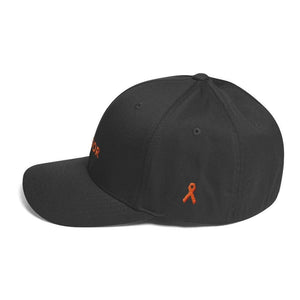 Leukemia Awareness Twill Flexfit Fitted Hat With Warrior & Orange Ribbon - Hats