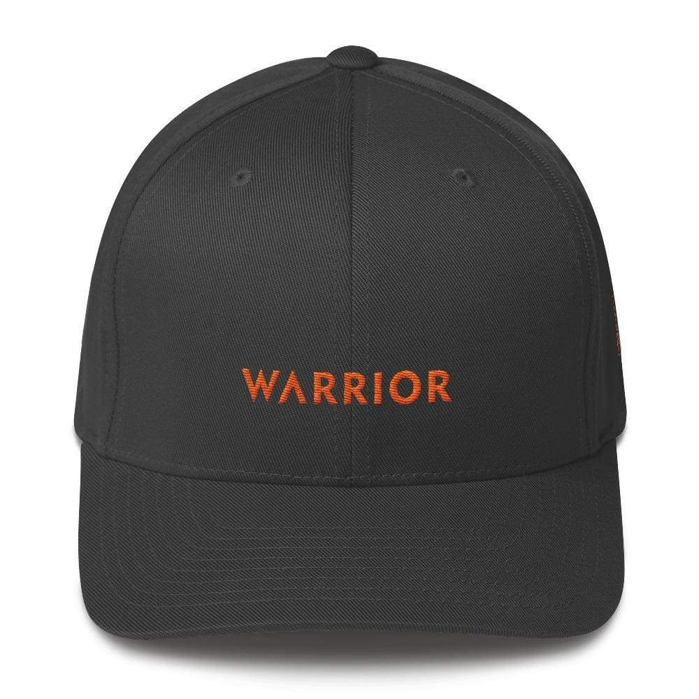 Leukemia Awareness Twill Flexfit Fitted Hat With Warrior & Orange Ribbon - S/m / Dark Grey - Hats