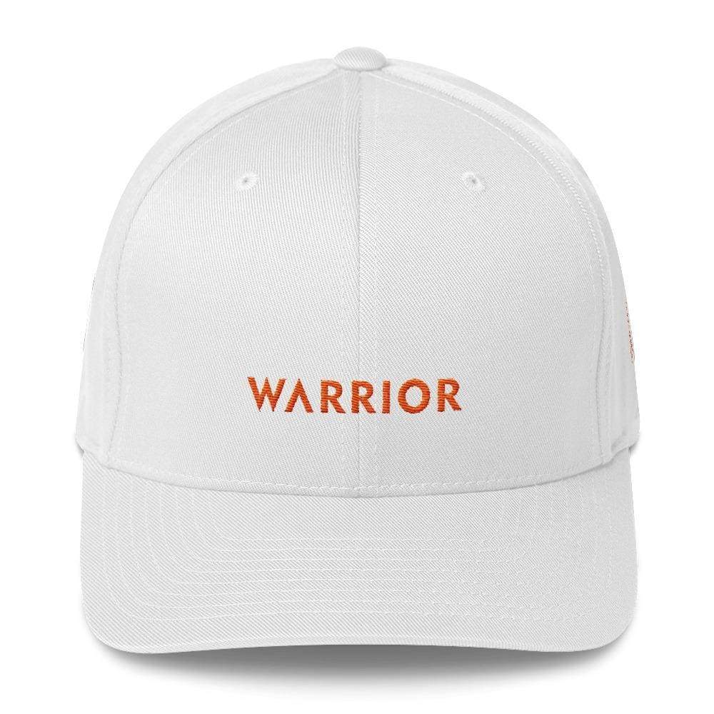 Leukemia Awareness Twill Flexfit Fitted Hat With Warrior & Orange Ribbon - S/m / White - Hats