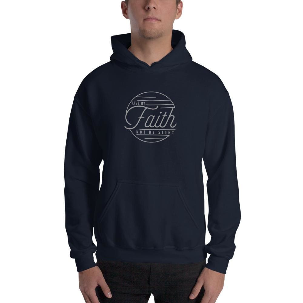 Live by Faith Not by Sight Christian Hoodie Sweatshirt - S / Navy - Sweatshirts