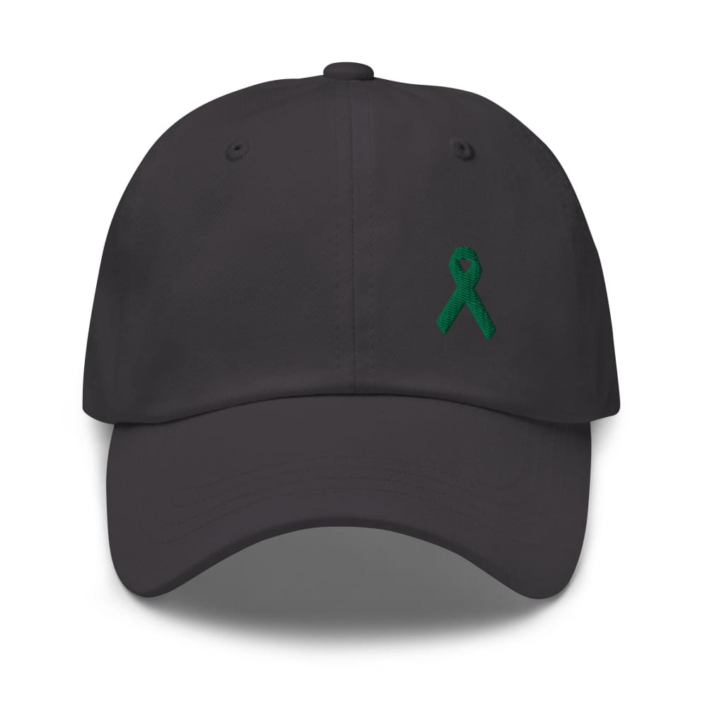 
            
                Load image into Gallery viewer, Liver Cancer &amp;amp; Gallbladder Cancer Awareness Dad Hat with Green Ribbon - Dark Grey
            
        