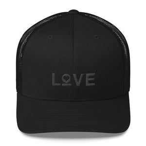 
            
                Load image into Gallery viewer, Love Heart Black on Black Snapback Trucker Hat - Hats
            
        