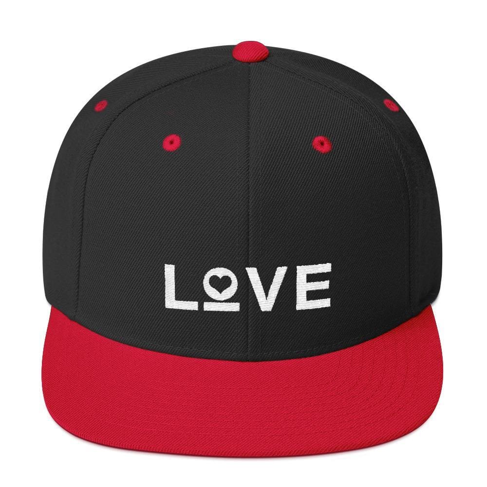 Love Snapback Hat with Flat Brim - One-size / Black/ Red - Hats