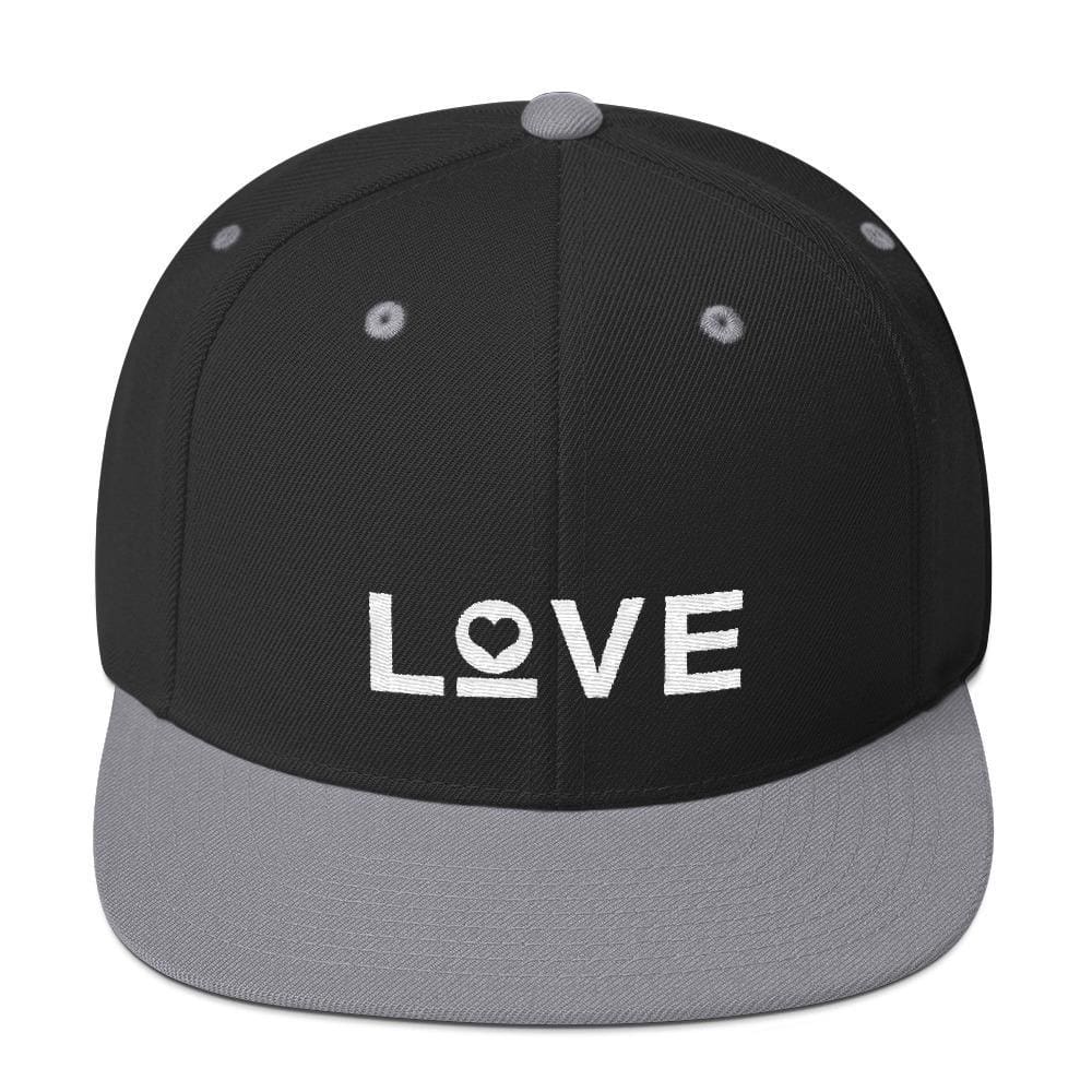 
            
                Load image into Gallery viewer, Love Snapback Hat with Flat Brim - One-size / Black/ Silver - Hats
            
        