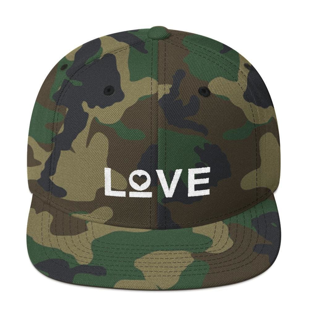 Love Snapback Hat with Flat Brim - One-size / Green Camo - Hats
