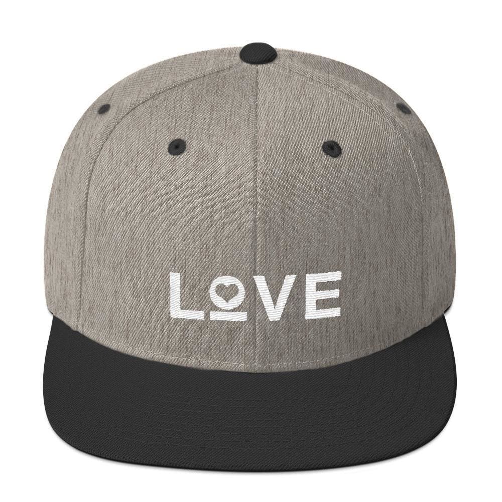 Love Snapback Hat with Flat Brim - One-size / Heather/Black - Hats