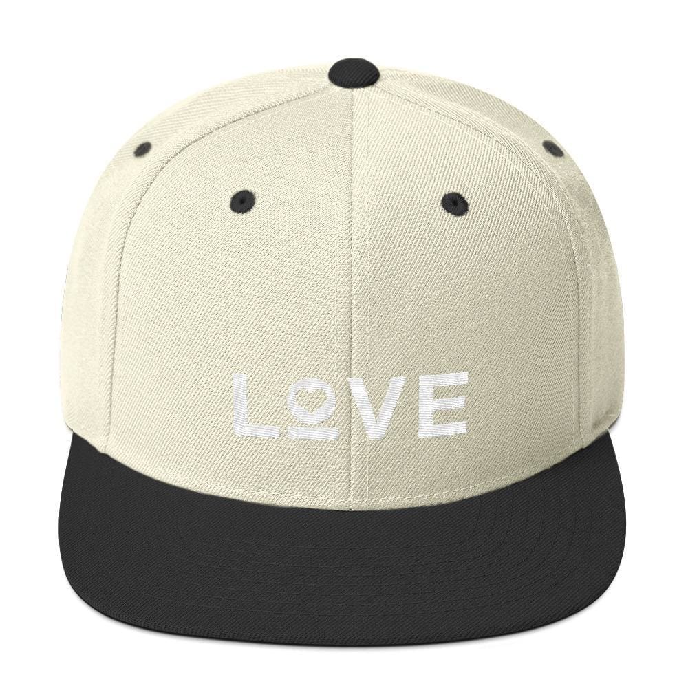 
            
                Load image into Gallery viewer, Love Snapback Hat with Flat Brim - One-size / Natural/ Black - Hats
            
        