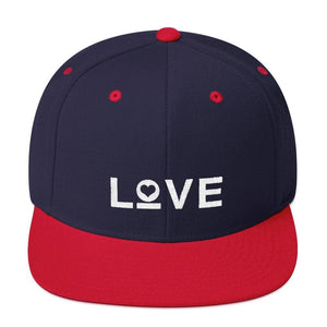 Love Snapback Hat with Flat Brim - One-size / Navy/ Red - Hats