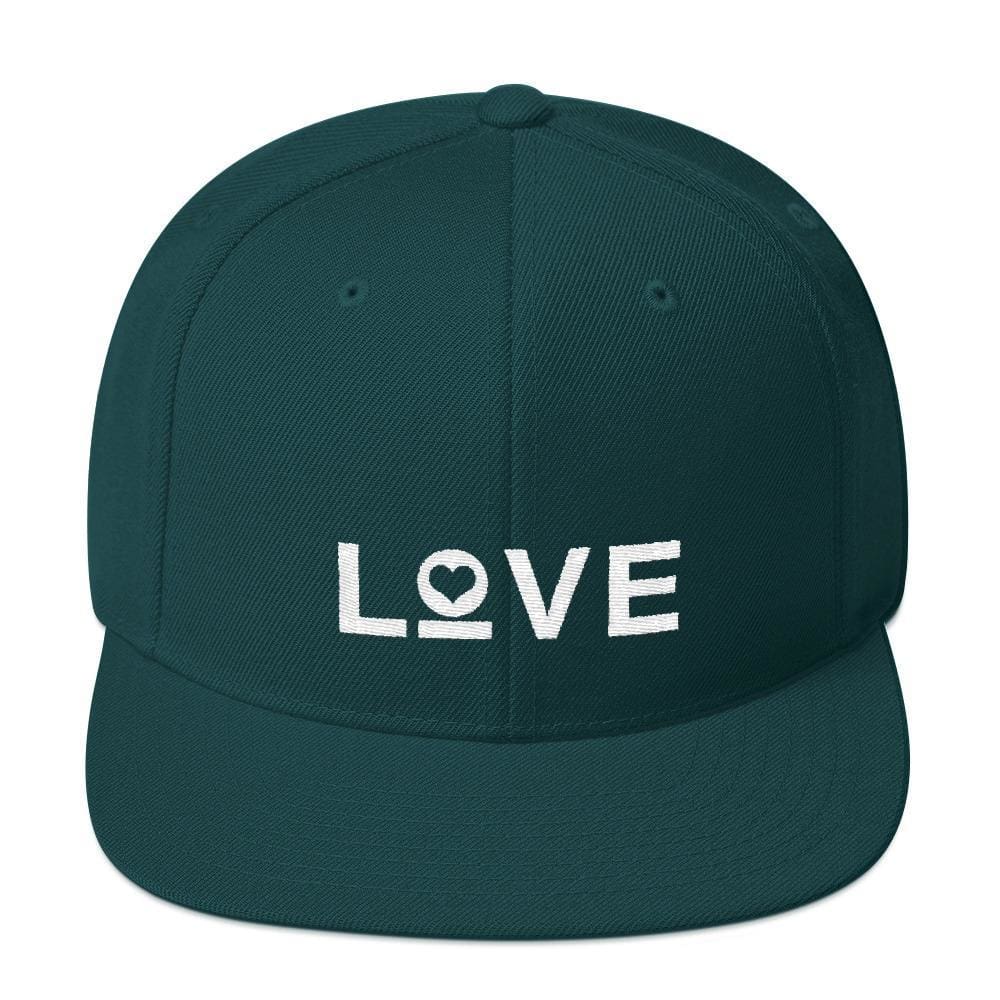 
            
                Load image into Gallery viewer, Love Snapback Hat with Flat Brim - One-size / Spruce - Hats
            
        