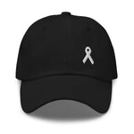 Lung Cancer Awareness White Ribbon Dad Hat