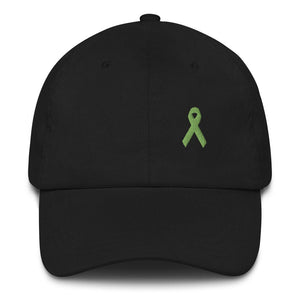 Lymphoma Awareness Adjustable Hat with Green Ribbon - Black