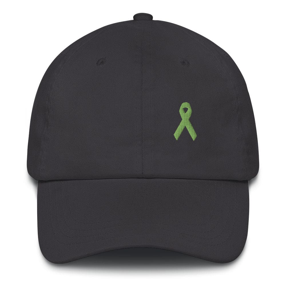 Lymphoma Awareness Adjustable Hat with Green Ribbon - Dark Grey