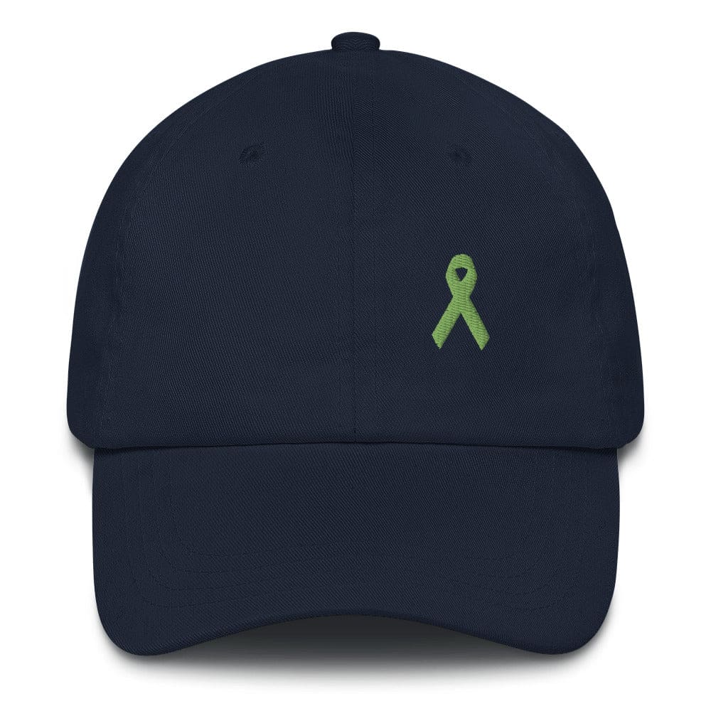 Lymphoma Awareness Adjustable Hat with Green Ribbon - Navy