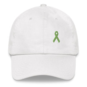 
            
                Load image into Gallery viewer, Lymphoma Awareness Adjustable Hat with Green Ribbon - White
            
        