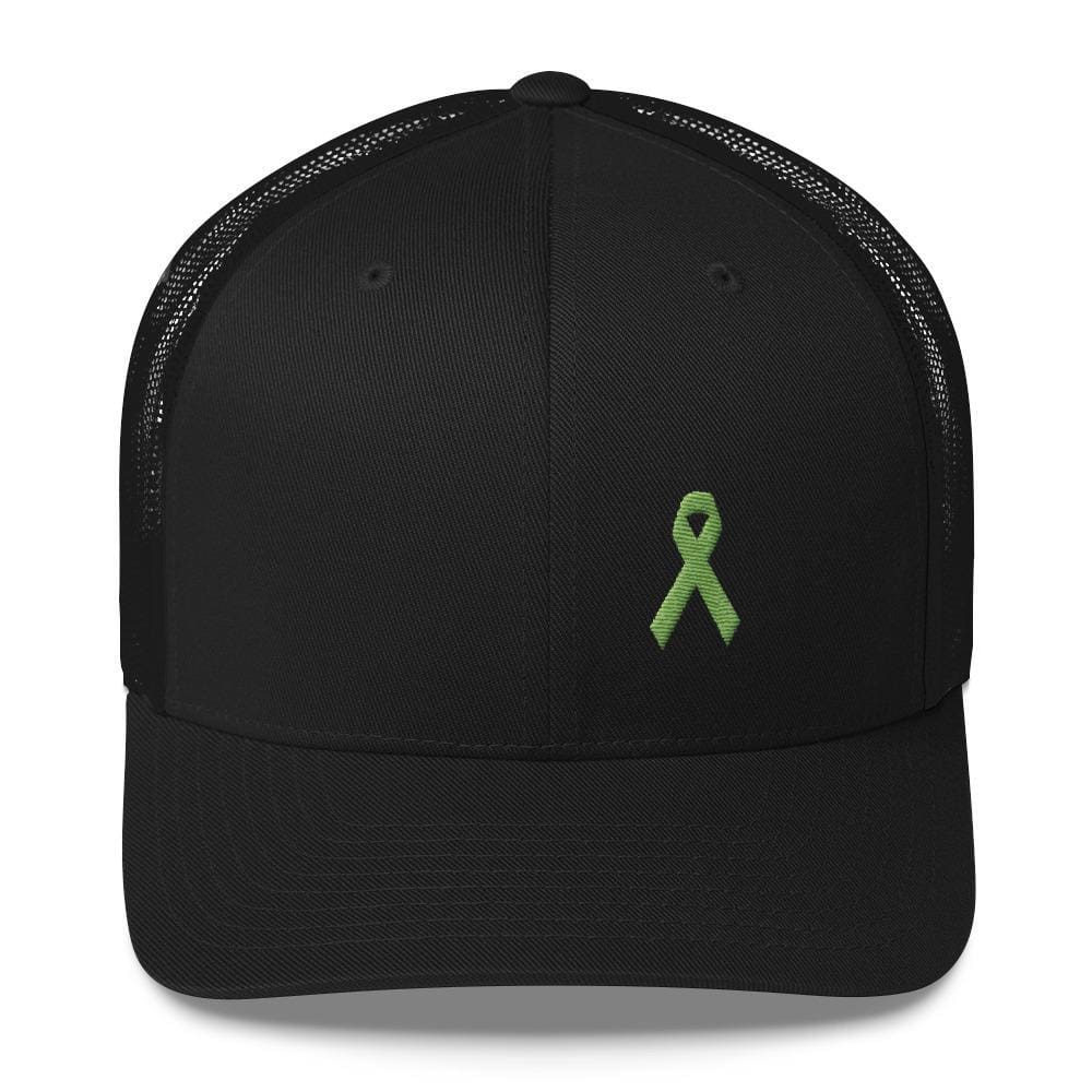 Lymphoma Awareness Snapback Trucker Hat with Green Ribbon - One-size / Black - Hats