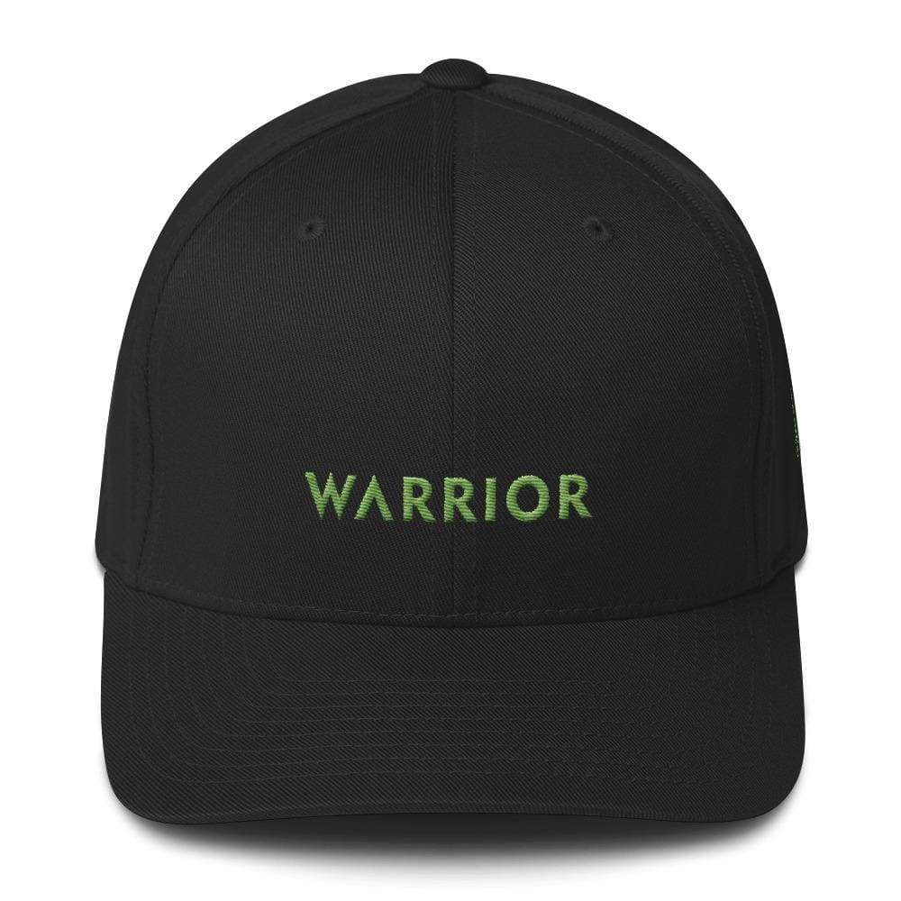 Lymphoma Awareness Twill Fitted Flexfit Hat With Warrior & Green Ribbon - S/m / Black - Hats