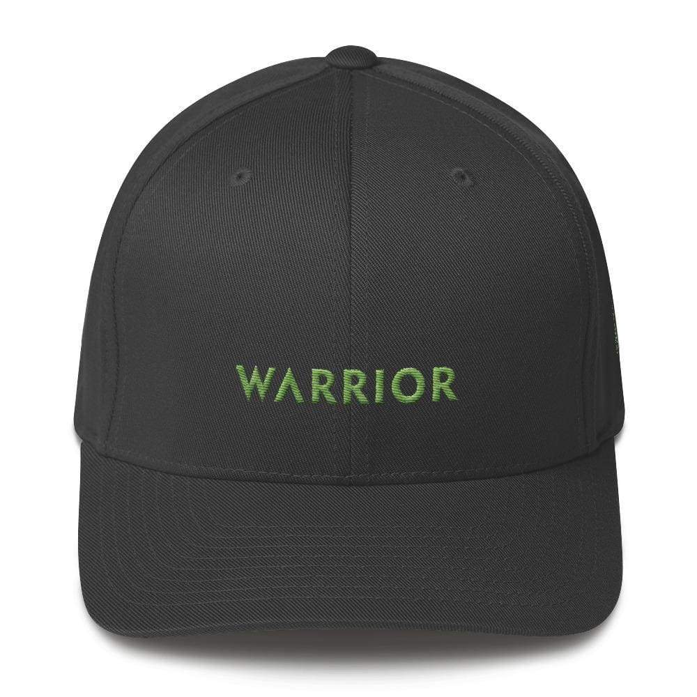Lymphoma Awareness Twill Fitted Flexfit Hat With Warrior & Green Ribbon - S/m / Dark Grey - Hats