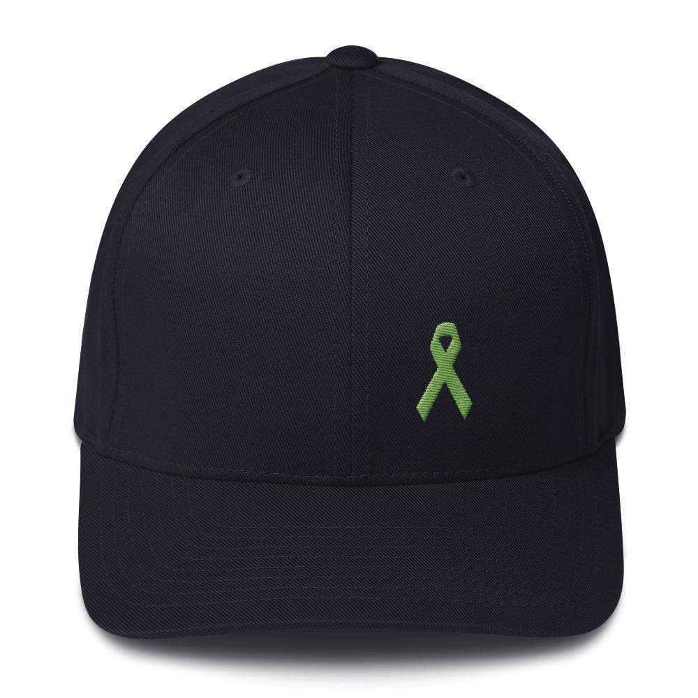 Lymphoma Awareness Twill Flexfit Fitted Hat with Green Ribbon