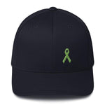 Lymphoma Awareness Twill Flexfit Fitted Hat with Green Ribbon