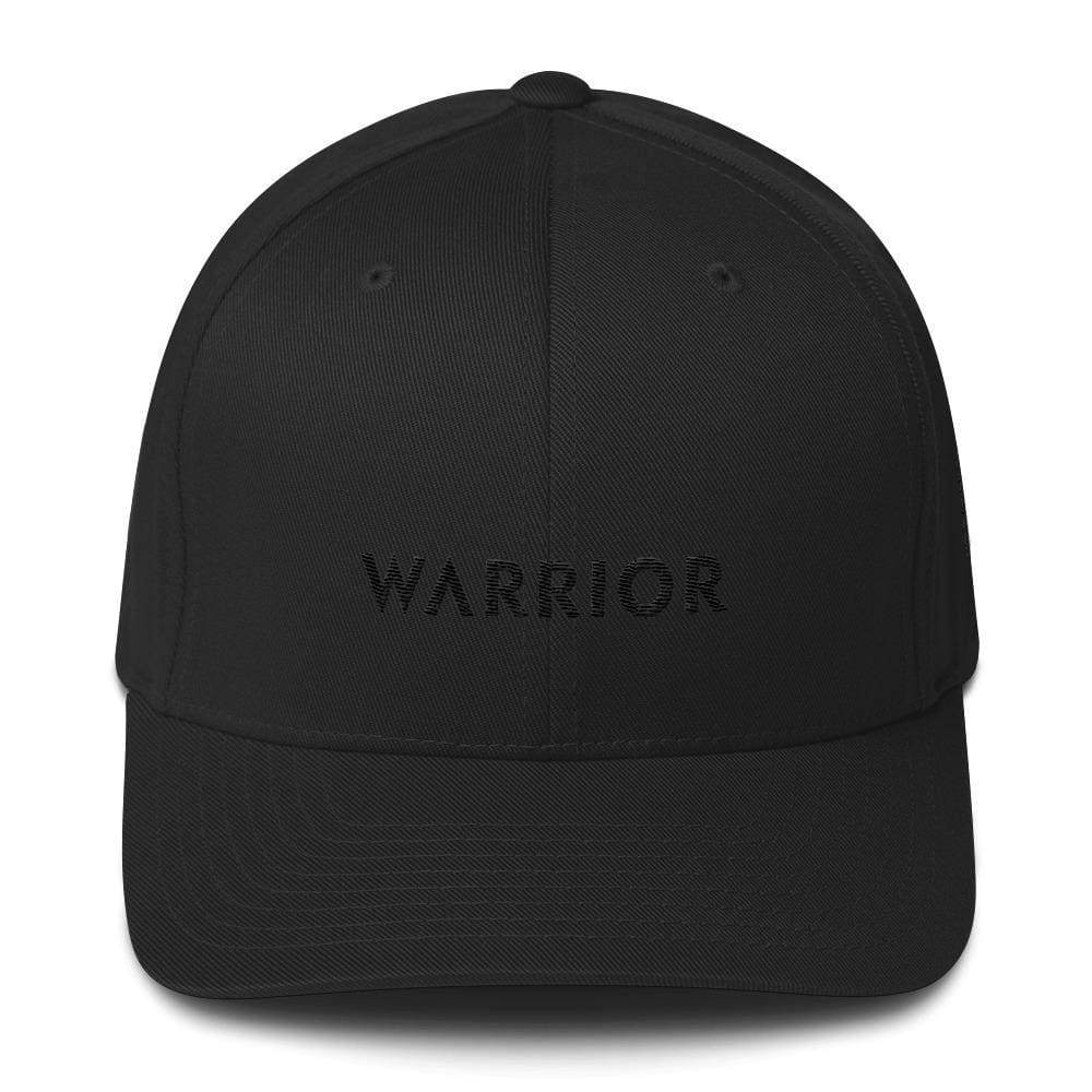 Melanoma And Skin Cancer Awareness Twill Flexfit Fitted Hat - Warrior & Black Ribbon - S/m / Black - Hats
