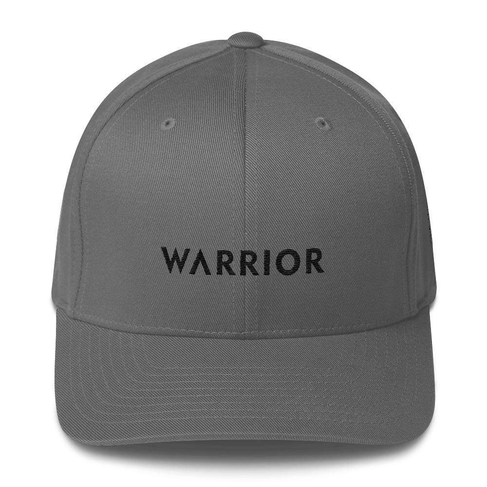 Melanoma And Skin Cancer Awareness Twill Flexfit Fitted Hat - Warrior & Black Ribbon - S/m / Grey - Hats