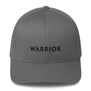 Melanoma And Skin Cancer Awareness Twill Flexfit Fitted Hat - Warrior & Black Ribbon - S/m / Grey - Hats