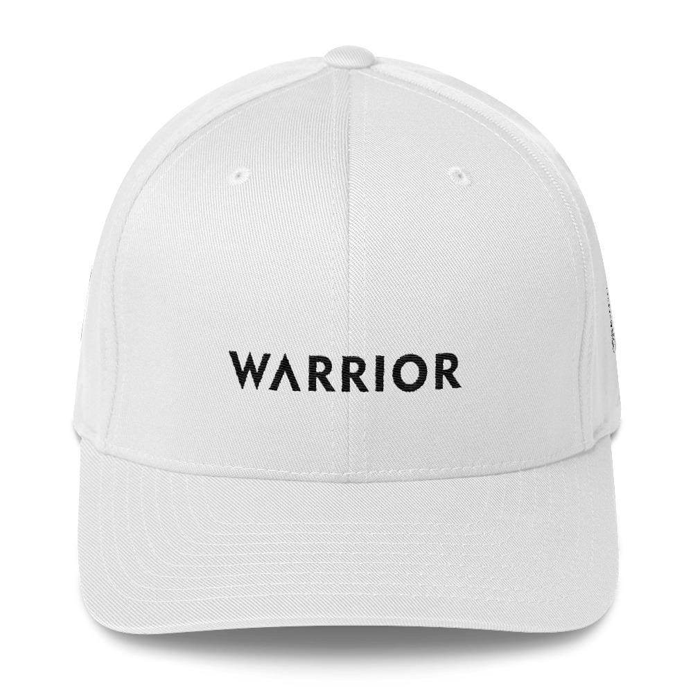 Melanoma And Skin Cancer Awareness Twill Flexfit Fitted Hat - Warrior & Black Ribbon - S/m / White - Hats