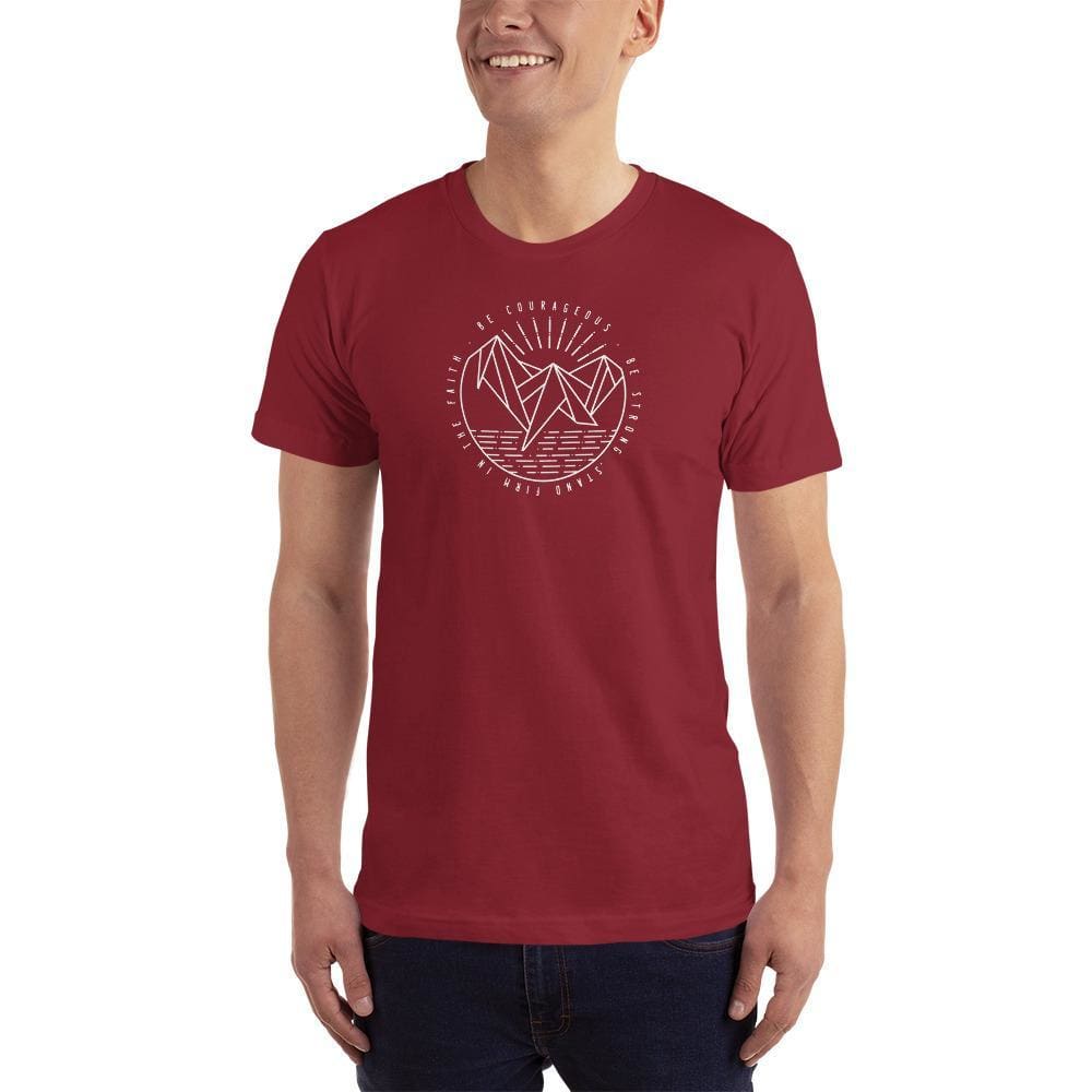 Mens Be Courageous Be Strong Stand Firm in the Faith Christian T-Shirt - S / Cranberry - T-Shirts