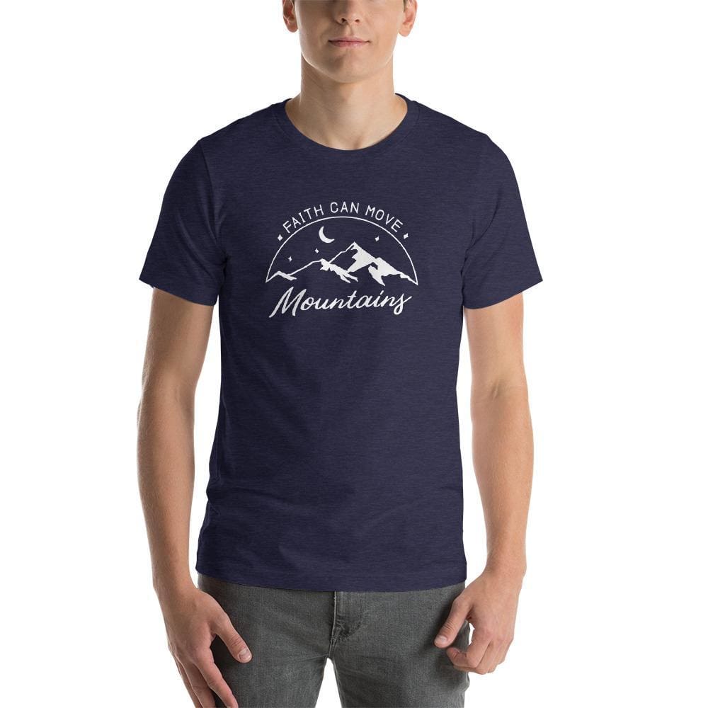 
            
                Load image into Gallery viewer, Mens Big &amp;amp; Tall Faith Can Move Mountains Short-Sleeve T-Shirt - L / Heather Midnight Navy - T-Shirts
            
        