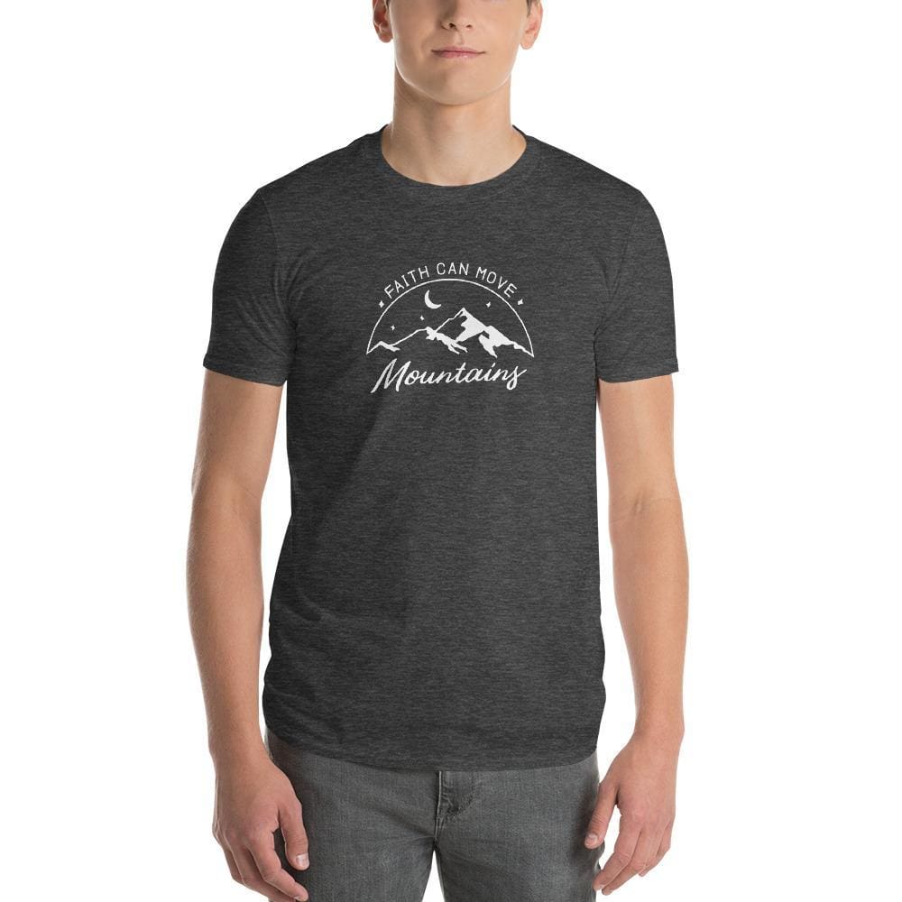 Mens Faith Can Move Mountains T-Shirt - S / Heather Dark Grey - T-Shirts